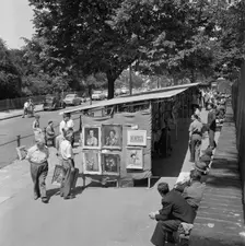 Open-air art exhibition, Hampstead, London, 1960-1965. Artist: John Gay