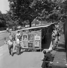 Open-air art exhibition, Hampstead, London, 1960-1965. Artist: John Gay