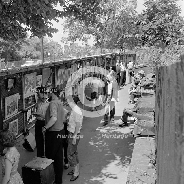 Open-air art exhibition, Hampstead, London, 1962-1964. Artist: John Gay