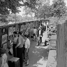 Open-air art exhibition, Hampstead, London, 1962-1964. Artist: John Gay