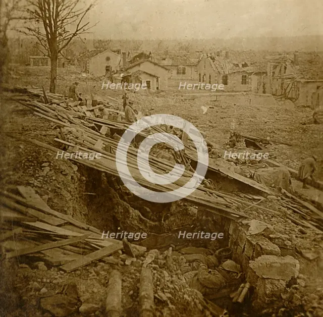 Open-air dormitory at Tavannes Fort, Verdun, northern France, c1914-c1918. Artist: Unknown.