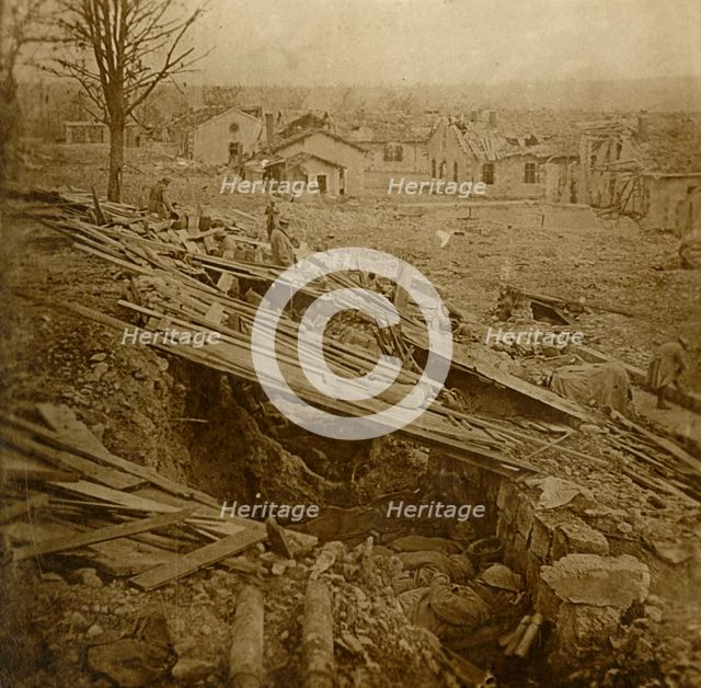 Open-air dormitory at Tavannes Fort, Verdun, northern France, c1914-c1918. Artist: Unknown.