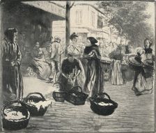 Open air market, Avenue de Clichy 1915. Artist: Edgar Chahine