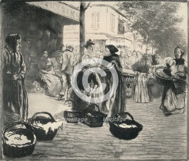 'Open air market, Avenue de Clichy', 1915. Artist: Edgar Chahine.