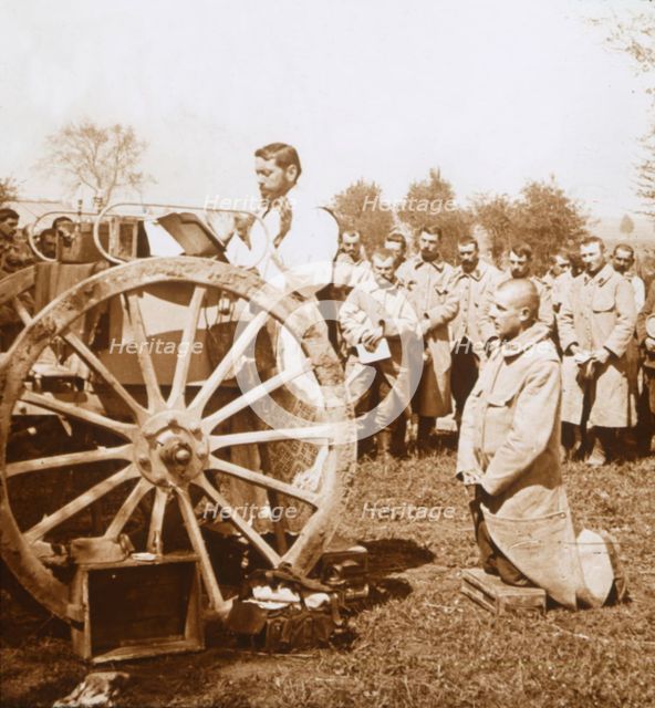 Open-air mass, Carency, northern France, c1914-c1918.  Artist: Unknown.