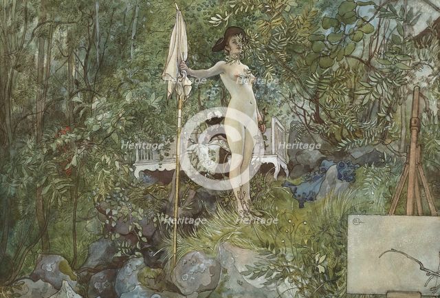 Open-Air Studio. From A Home (26 watercolours). Creator: Carl Larsson.