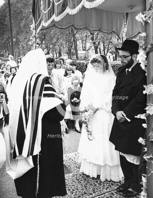 Open-air wedding, Dollis Hill Synagogue, London, 2 September 1984. Creator: Unknown.