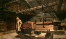 Open-Hearth Room at Voss, 1855. Creator: Adolph Tidemand