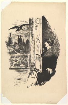Open Here I Flung the Shutter. Illustration to The Raven by Edgar Allan Poe, 1875. Creator: Edouard Manet