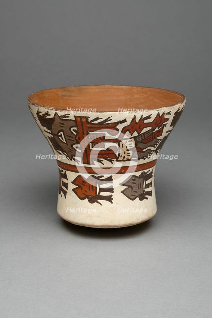 Open-Neck Cup Depicting Abstract Figures and Decapitated Heads, 180 B.C./A.D. 500. Creator: Unknown.