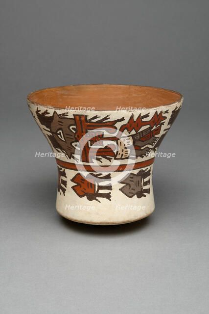 Open-Neck Cup Depicting Abstract Figures and Decapitated Heads, 180 B.C./A.D. 500. Creator: Unknown.