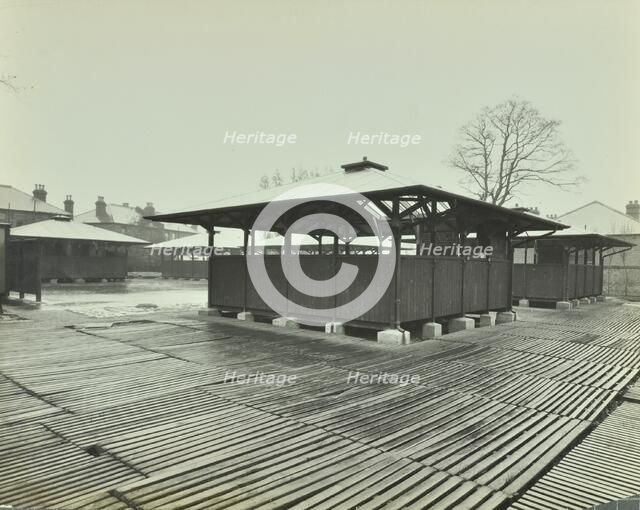 Open sided class sheds, Brent Knoll Open Air School, Forest Hill, London, 1928. Artist: Unknown.