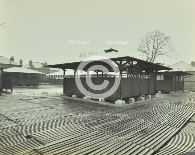 Open sided class sheds, Brent Knoll Open Air School, Forest Hill, London, 1928. Artist: Unknown.
