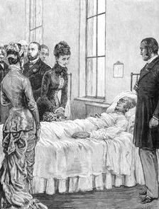 Opening the Marylebone Infirmary at Notting-Hill: the Princess of Wales visiting the patients, 1881. Creator: William James Palmer