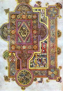 Opening words of St Luke's Gospel Quoniam from the Book of Kells, c800