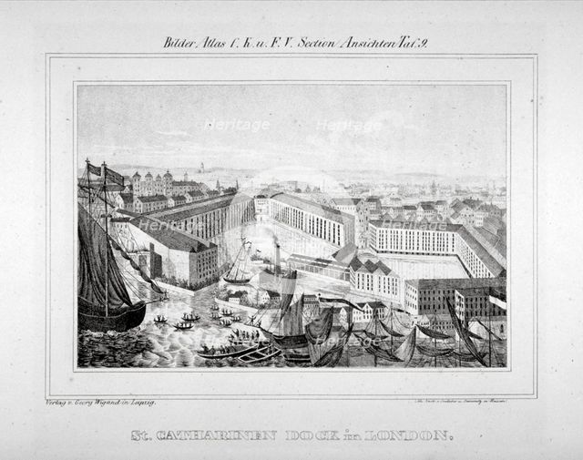Opening celebrations of St Katharine's Dock, London, 1828. Artist: Goedsche and Steinmetz