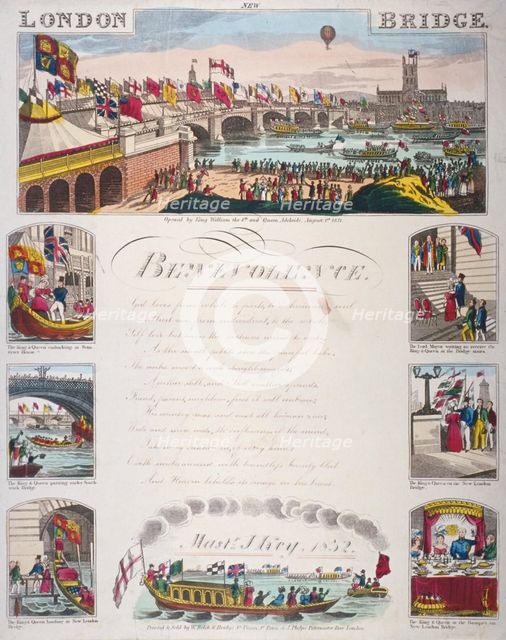 Opening ceremony of the new London Bridge, 1831. Artist: Anon
