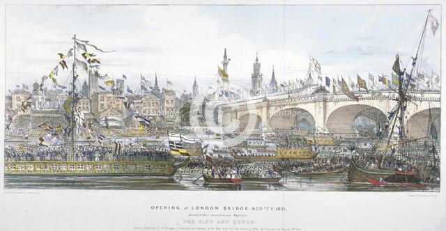 Opening ceremony of the new London Bridge, 1831. Artist: Englemann, Graf and Co