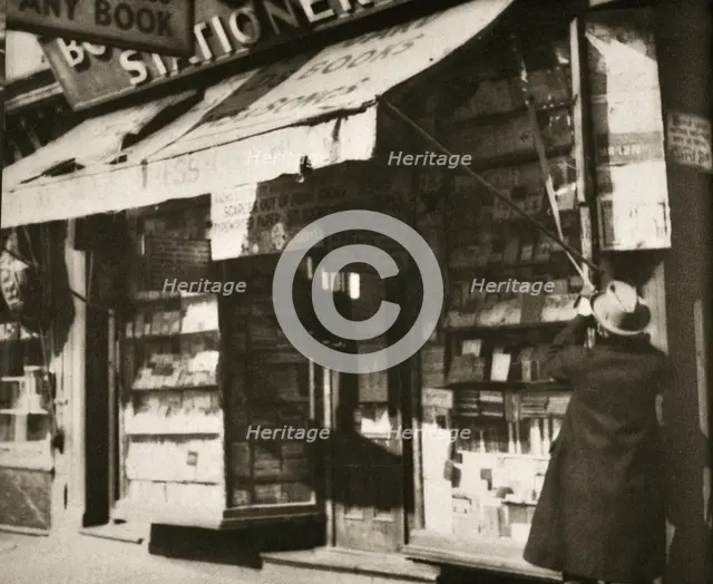 'Opening for business', stationery shop in Manhattan, New York, USA, 1930.  Creator: Unknown.
