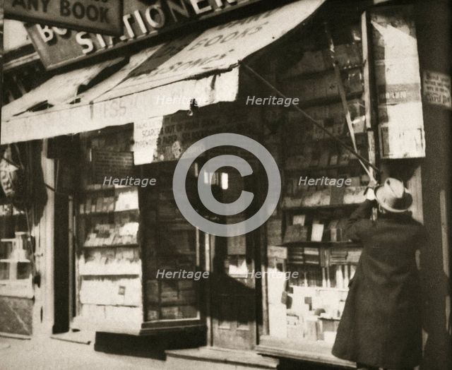 'Opening for business', stationery shop in Manhattan, New York, USA, 1930.  Creator: Unknown.
