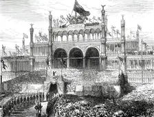 Opening of the American Centennial Exhibition: Chorus singing the Centennial Hymn...1876. Creator: Melton Prior
