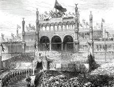 Opening of the American Centennial Exhibition: Chorus singing the Centennial Hymn...1876. Creator: Melton Prior