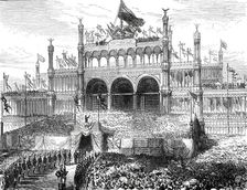 Opening of the American Centennial Exhibition: Chorus singing the Centennial Hymn...1876. Creator: Melton Prior