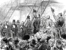 Opening of the American Centennial Exhibition: President Grant Starting the Machinery...1876. Creator: Melton Prior