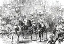 Opening of the American Centennial Exhibition: the Butchers Procession...1876. Creators: Unknown, Melton Prior