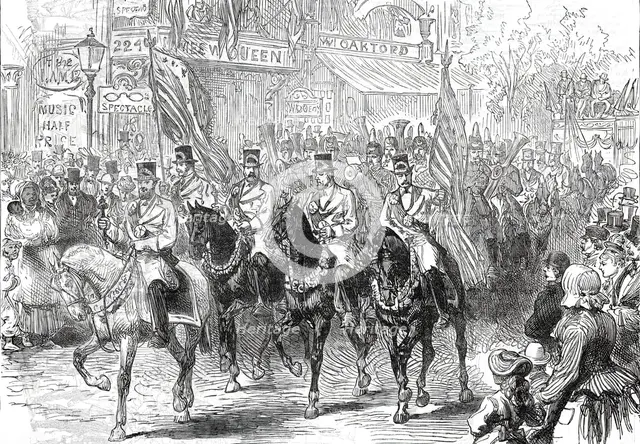Opening of the American Centennial Exhibition: the Butchers' Procession...1876. Creators: Unknown, Melton Prior.