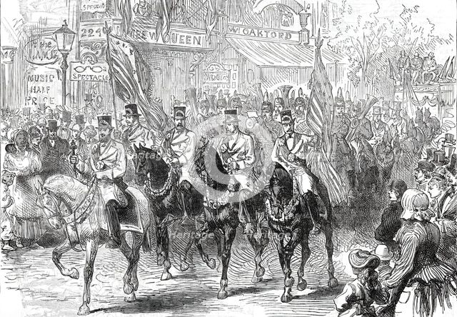 Opening of the American Centennial Exhibition: the Butchers' Procession...1876. Creators: Unknown, Melton Prior.