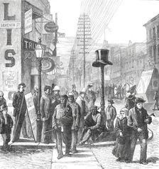 Opening of the American Centennial Festival Exhibition: a Street in Philadelphia, 1876. Creator: W. J. P.