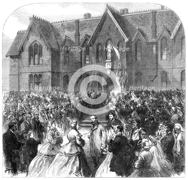 Opening of the Albert Infirmary...the statue of the late Prince Consort, Bishops Waltham..., 1865. Creator: Unknown.