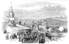 Opening of the Barnsley Branch Railway: the Procession entering the Regent-Street Station, 1857. Creator: Unknown