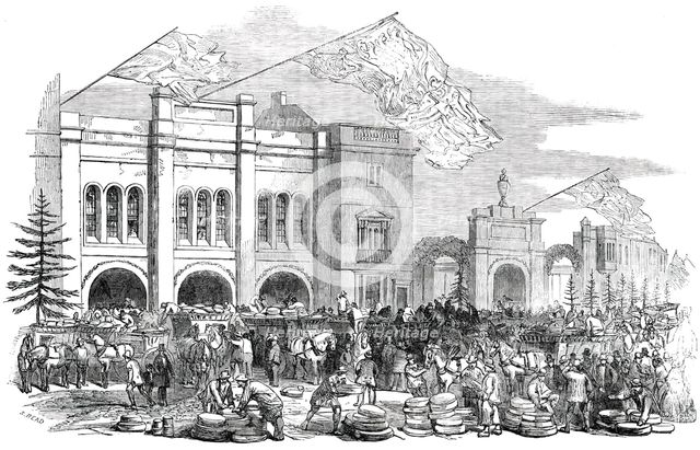 Opening of the Great Cheese-Market, at Chippenham, September 12 - the Market Hall, 1850. Creator: S Read.