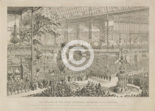 Opening of the Great Industrial Exhibition of all nations, by her most gracious majesty..., 1851. Creator: Cruikshank, George (1792-1878).