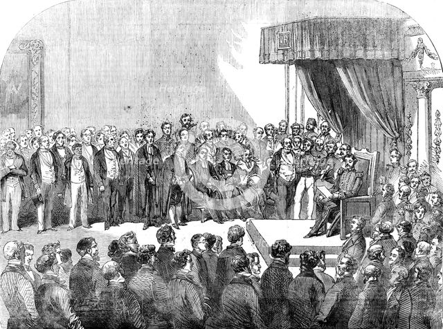 Opening of the First Cape Parliament, in the State-Room, Cape Town, 1854. Creator: Unknown.
