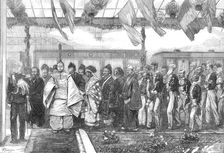 Opening of the first railway in Japan: arrival of the Mikado, 1872. Creator: Wentworth