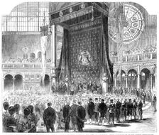 Opening of the International Exhibition: Earl Granville presenting the address to the Duke..., 1862. Creators: Mason Jackson, Unknown