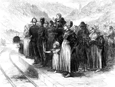 Opening of the Mont Cenis Tunnel: country people waiting to see the train pass, 1871. Creator: Unknown