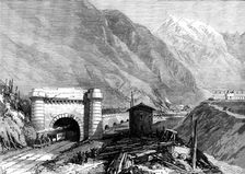 Opening of the Mont Cenis Tunnel: mouth of the tunnel at Bardonnèche, Piedmont, 1871. Creator: Unknown