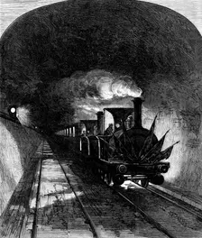 Opening of the Mont Cenis Tunnel: the first train, 1871. Creator: Unknown