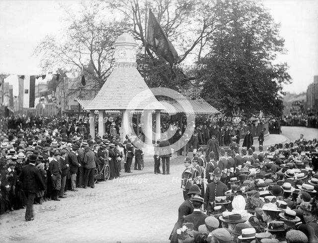 Opening of the Magdalen College clock tower, Oxford, Oxfordshire, c1860-c1922. Artist: Henry Taunt