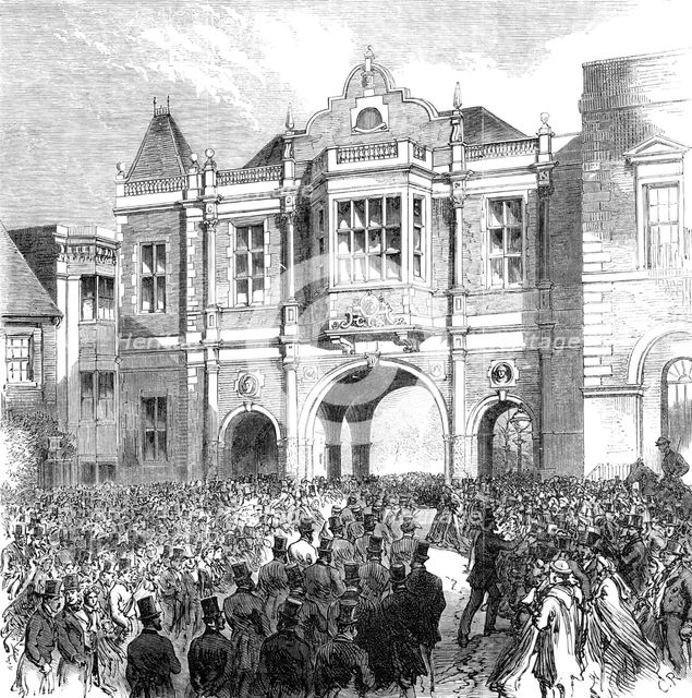 Opening of the new Corn Exchange at Aylesbury, 1865. Creator: C. R..