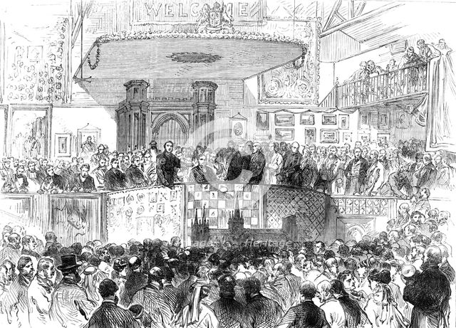 Opening of the South London Working Classes' Industrial Exhibition, Lambeth Baths, 1869. Creator: Unknown.