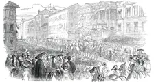 Opening of the Spanish Cortes - the Royal Procession to the New Palace of Congress, 1850. Creator: Unknown