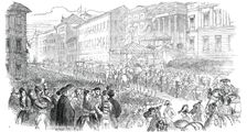 Opening of the Spanish Cortes - the Royal Procession to the New Palace of Congress, 1850. Creator: Unknown