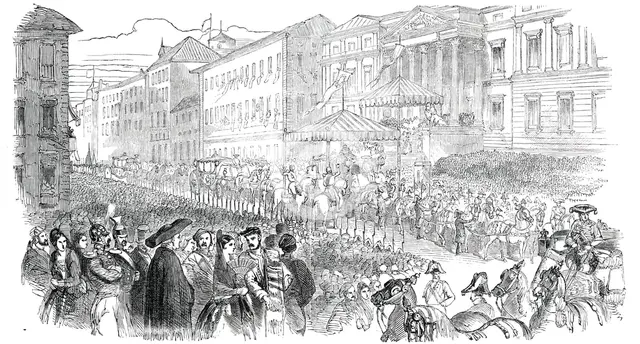 Opening of the Spanish Cortes - the Royal Procession to the New Palace of Congress, 1850. Creator: Unknown.