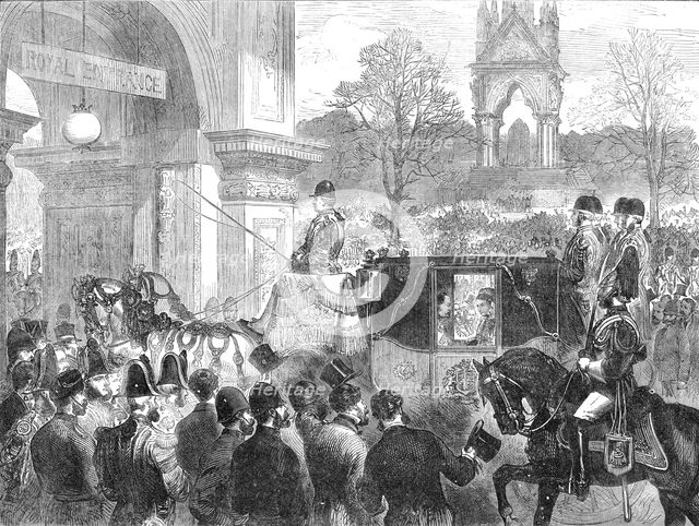 Opening of the Royal Albert Hall: arrival of the Queen, 1871. Creator: Unknown.