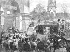 Opening of the Royal Albert Hall: arrival of the Queen, 1871. Creator: Unknown